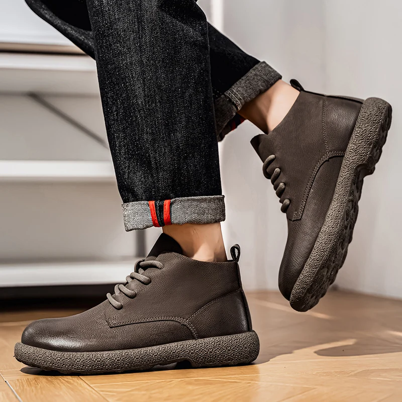 Men Ankle Boots Brown Short Bo - đánh giá và giá Men Shoes Trends